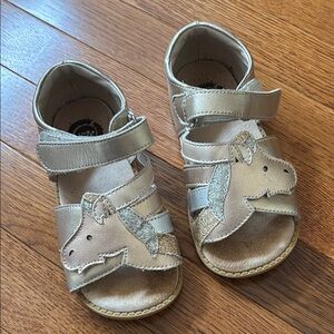 Livie & Luca Gold Sandals with Velcro Closure